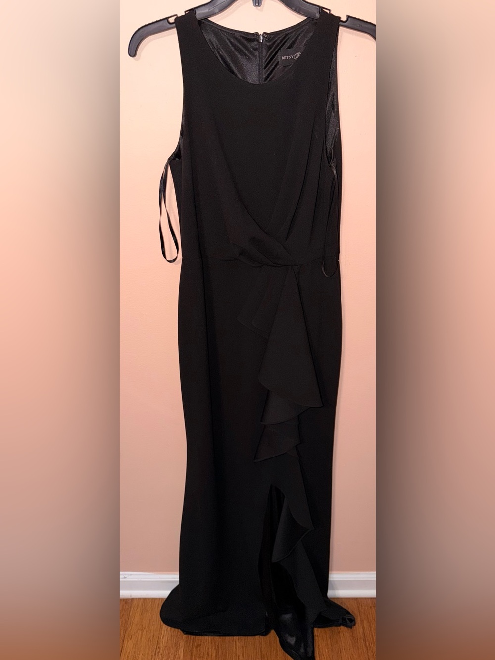 Elegant Black Maxi Dress with Cascading Ruffle